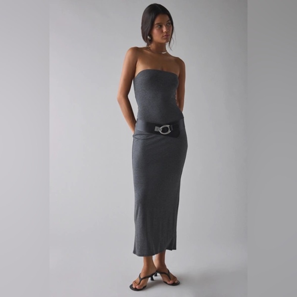 NWOT Urban Outfitters Nora Jersey Knit Gray Tube Midi Dress size: XS